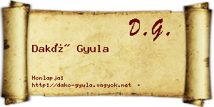 Dakó Gyula névjegykártya